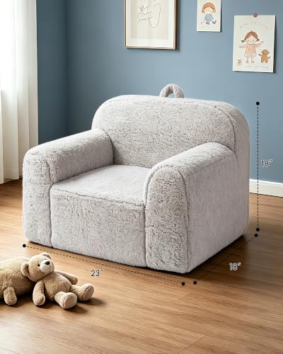 23-inch Kids Sherpa Chair with Washable Cover, Toddler Reading Sofa