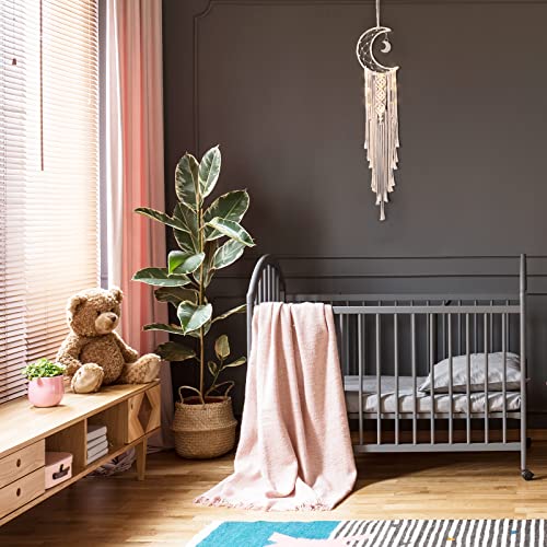 Macrame Moon & Star Wall Hanging Dream Catcher with LED Lights
