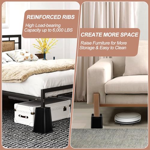 8 Inch Heavy Duty Bed Risers - Set of 4 Adjustable Furniture Risers