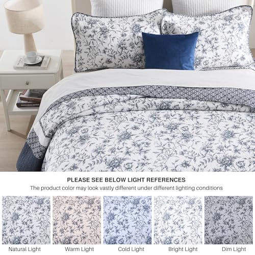 Oversized King Bedspread Set - 100% Cotton Floral Quilt with 2 Shams