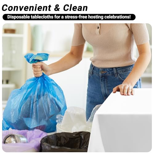 QZYL 4-Pack White Plastic Disposable Tablecloths 54x108 for Rectangles
