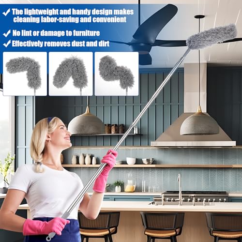 4-Piece Extendable Microfiber Duster Set with 30-100 Inch Telescoping Pole