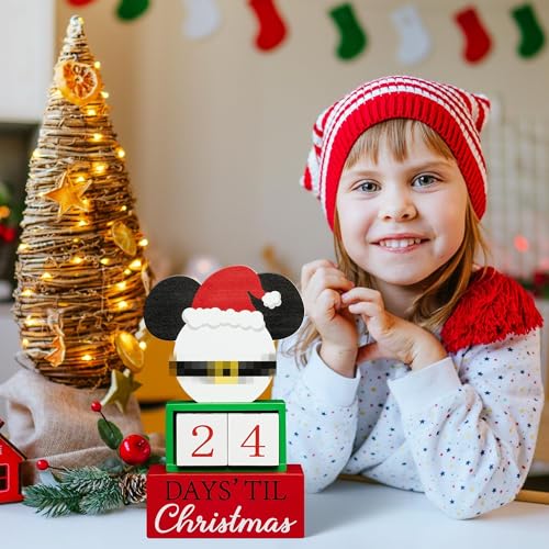 Christmas Countdown Mouse Block Set - Wooden Advent Calendar for Holiday Decor