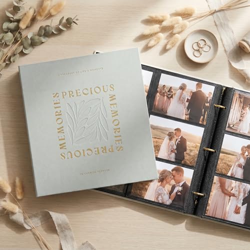 Large Linen Photo Album for 500 4x6 Photos - Sage Fabric Memory Book