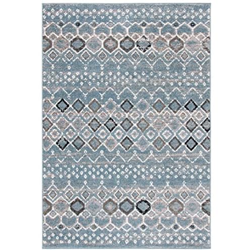 SAFAVIEH Amsterdam Collection Accent Rug - 2'3" x 4', Blue & Ivory, Moroccan Boho Design, Non-Shedding & Easy Care, Ideal for High Traffic Areas in Entryway, Living Room, Bedroom (AMS108L)