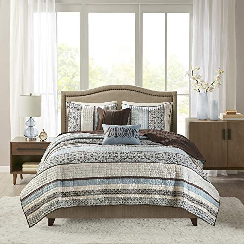 Madison Park Princeton 5-Piece Jacquard Coverlet Set - Full/Queen, Blue