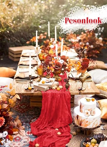 Red Cheesecloth Table Runner 12 Pack 21.5×120 Inch Elegant Boho Decor