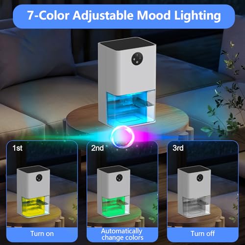 50OZ Small Dehumidifier for Bedroom Closet with Auto Shut Off and 7-Color Lights