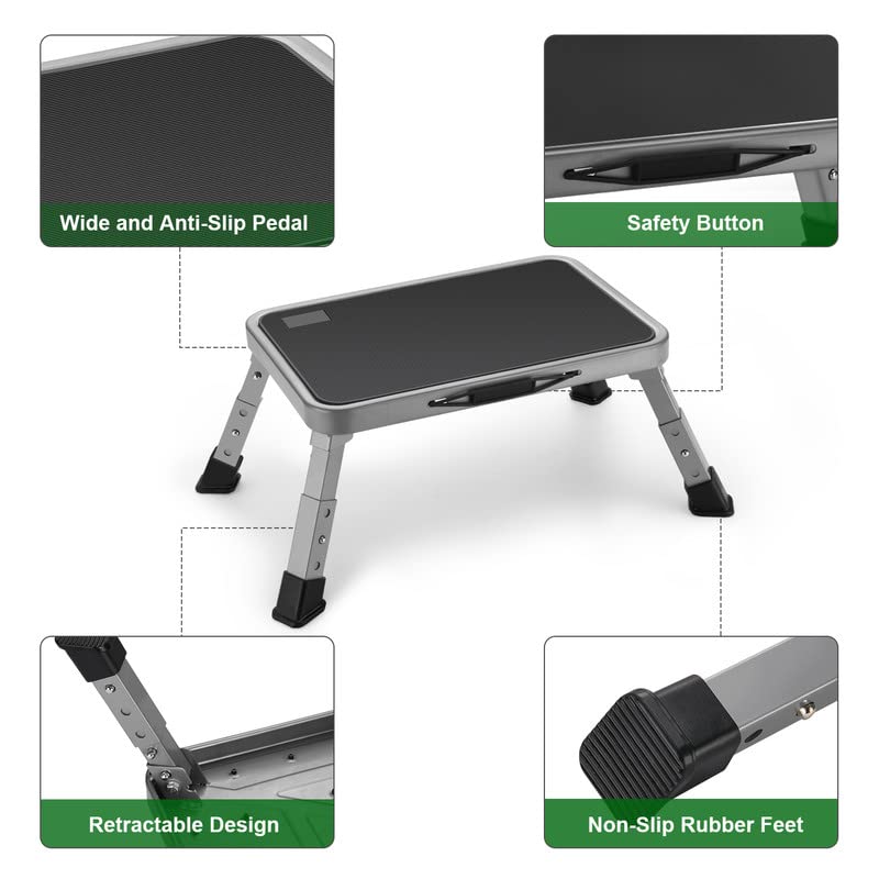 Adjustable Folding Step Stool with Non-Slip Platform - 330 lbs Capacity