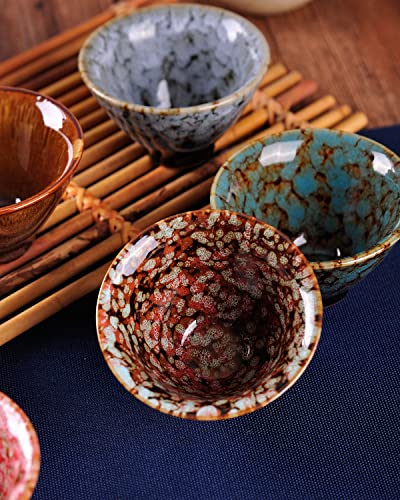 WHJY Ceramic Sake Cups Set of 6, Traditional Japanese & Chinese Kung Fu Tea Cups, 60ml