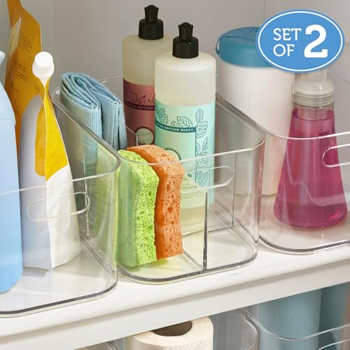 STORi Bliss 5-Compartment Clear Plastic Makeup Organizer Set of 2