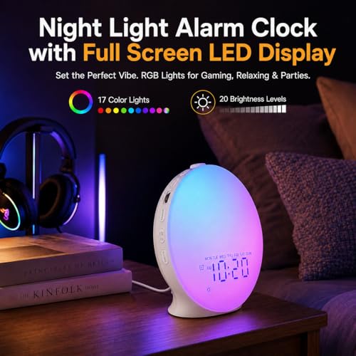 Sunrise Alarm Clock & White Noise Machine with Bluetooth Speaker & Night Light