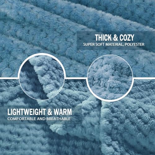 Exclusivo Mezcla Large Waffle Fleece Throw Blanket - Slate Blue (50x70")