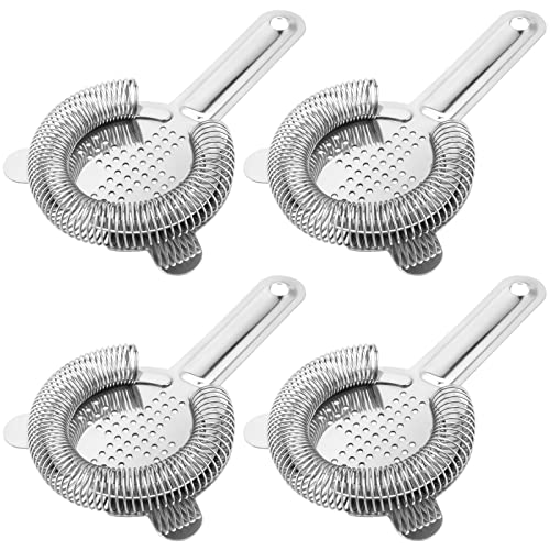HOZEON 4 Pack Stainless Steel Cocktail Strainers 6.5 Inch Bar Tool Set