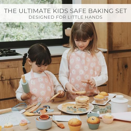 Kids Baking Set 43-Piece Real Cooking Utensils with Silicone and Wood
