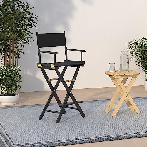 30-Inch Solid Wood Director's Chair, Foldable Bar Height Seat