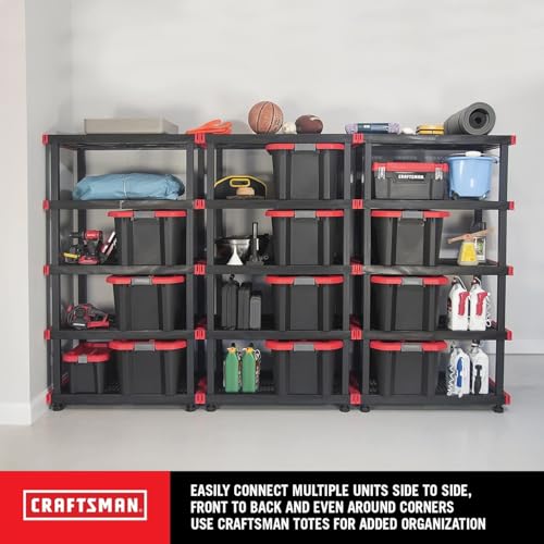 5-Tier Heavy Duty Plastic Storage Shelves Garage Organization Rack