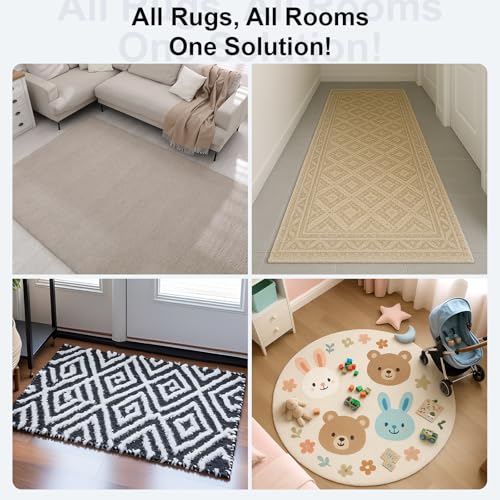 12 PCS Non-Slip Rug Tape Grippers for Hardwood Floors - Reusable Carpet Pads
