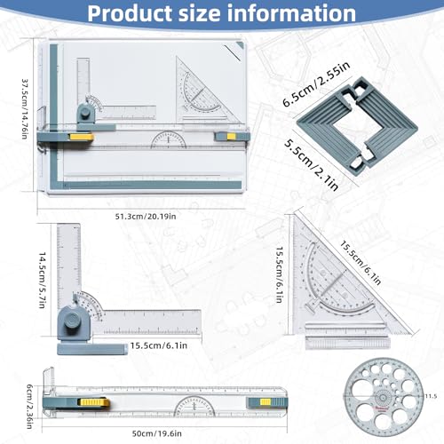 A3 Drafting Board with Parallel Motion Ruler and Adjustable Angle Stand