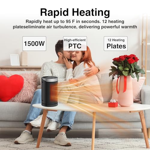 Portable Electric Space Heater 1500W PTC Ceramic with Remote Control