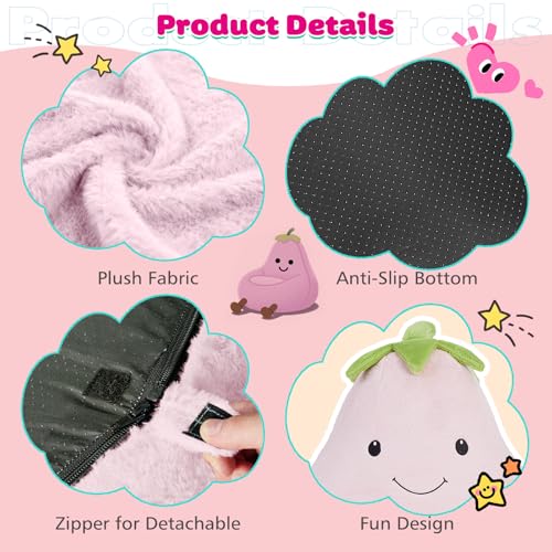 Kids Bean Bag Chair - Toddler & Teen Friendly Eggplant Shape with Faux Fur, 31 Inch