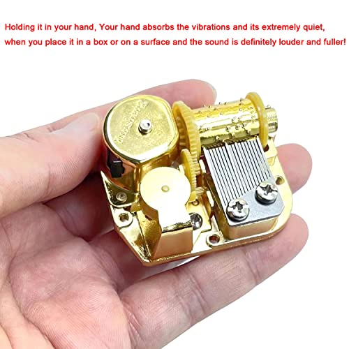 18-Note Gold Wind-Up Music Box Movement for DIY Crafts