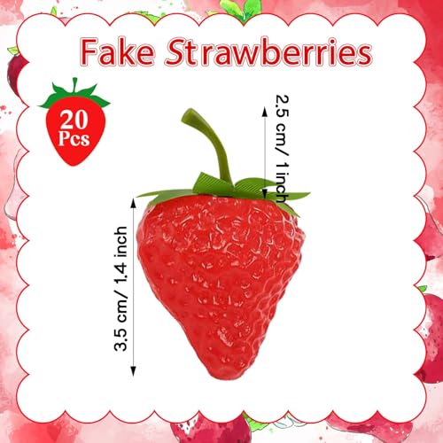 20 Pieces Artificial Strawberries - Realistic Mini Fruit Decor