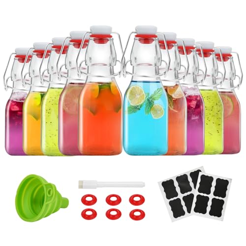 Swing Top Glass Bottles 4 oz with Airtight Flip Lids, 10 Pack