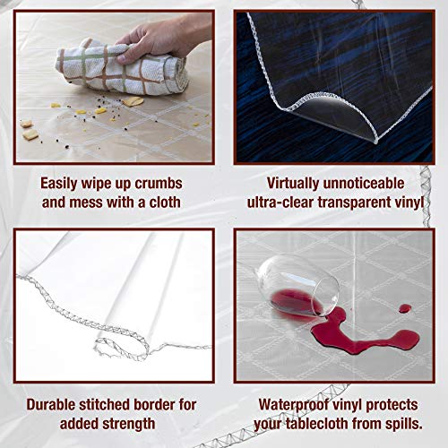 Clear Vinyl Table Cover Protector - Heavy Duty Waterproof Tablecloth, 54" x 72"