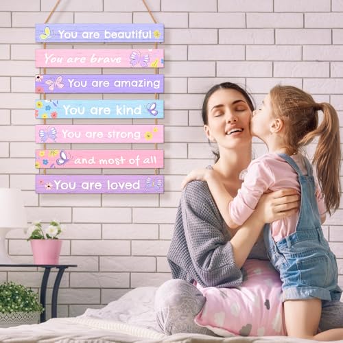 Inspirational Wooden Wall Plaque Set for Girls Bedroom Decor