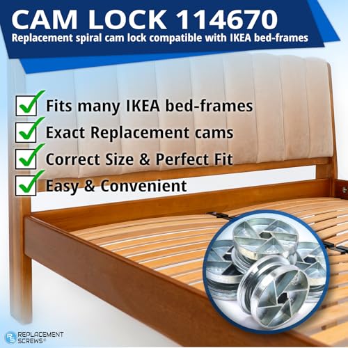 35mm Bed Frame Cam Lock Wheels - Spiral Furniture Connectors (Pack of 4)