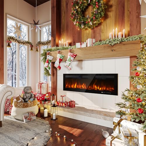 50 Inch Electric Fireplace Recessed and Wall Mounted with Remote Control
