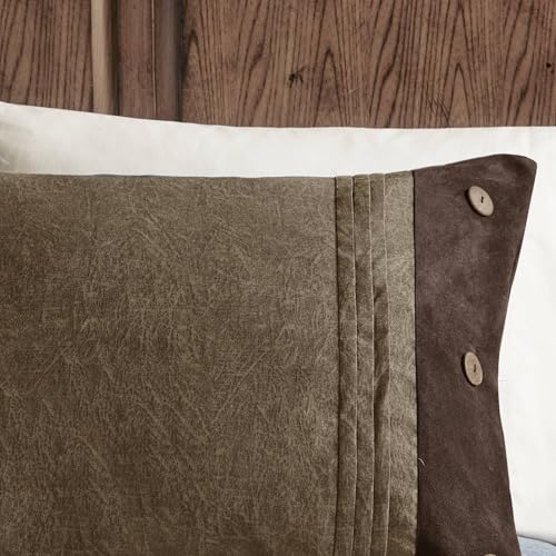 Faux Suede Queen Comforter Set with Bed Skirt - 7pc Rustic Bedding