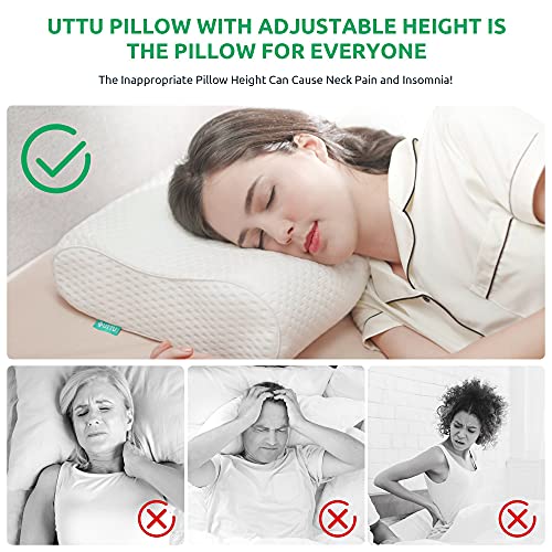 UTTU Cervical Memory Foam Pillow for Neck Pain Relief - Adjustable Queen