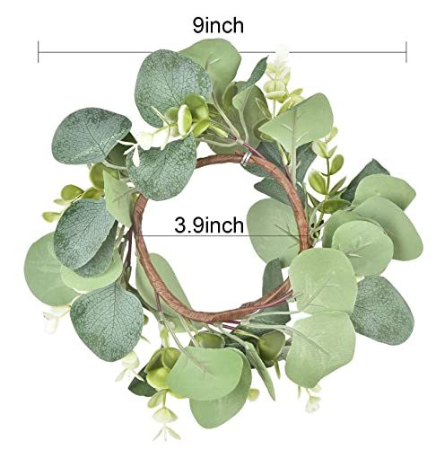 9-Inch Artificial Eucalyptus Wreath Set for Kitchen Cabinets, 2 Pieces