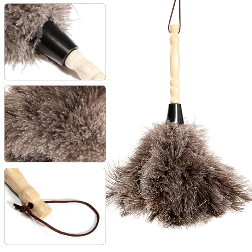 Natural Ostrich Feather Dusters with Wooden Handles, 14 Inch - 2 Pack
