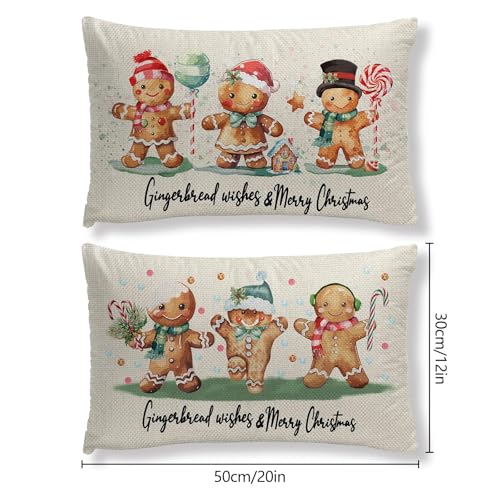 Gingerbread Christmas Pillow Covers – 2 Pack Vintage Holiday Cushion Covers