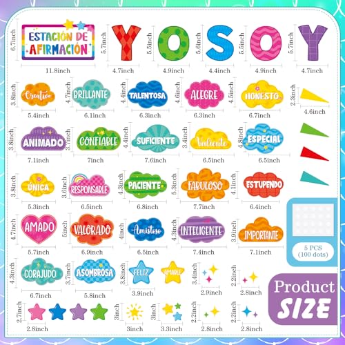 44-Piece Spanish Affirmation Station Bulletin Board Set for Classroom