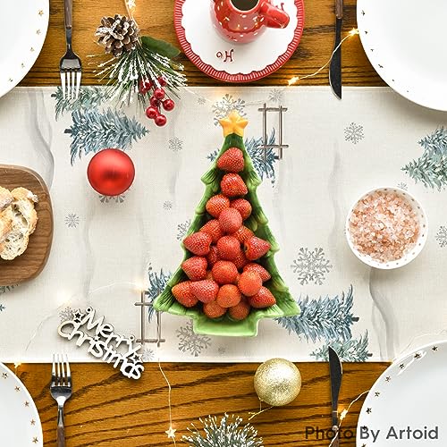 Artoid Mode Blue Snowman Xmas Table Runner 13 x 60 Inches Home Holiday Decor
