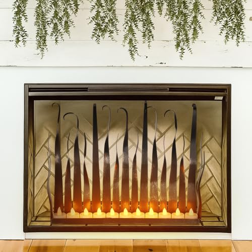 Metal Flame Fireplace Candle Holder - Holiday Candelabra Centerpiece