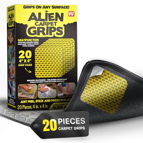 Anti-Slip Rug Gripper Pads - 20 Pack, 4x4 Inch Reusable Carpet Tape