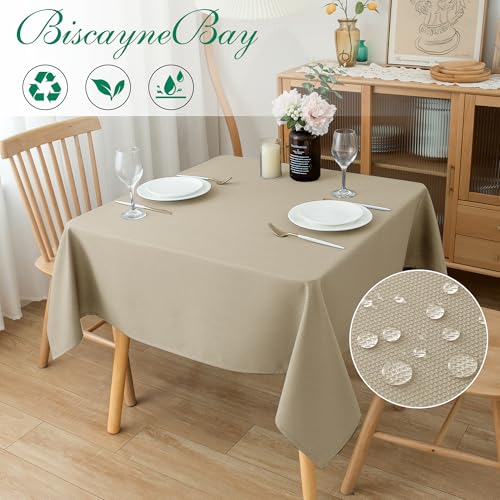 Square Textured Fabric Tablecloth 54x54 In - Water Resistant & Spill Proof