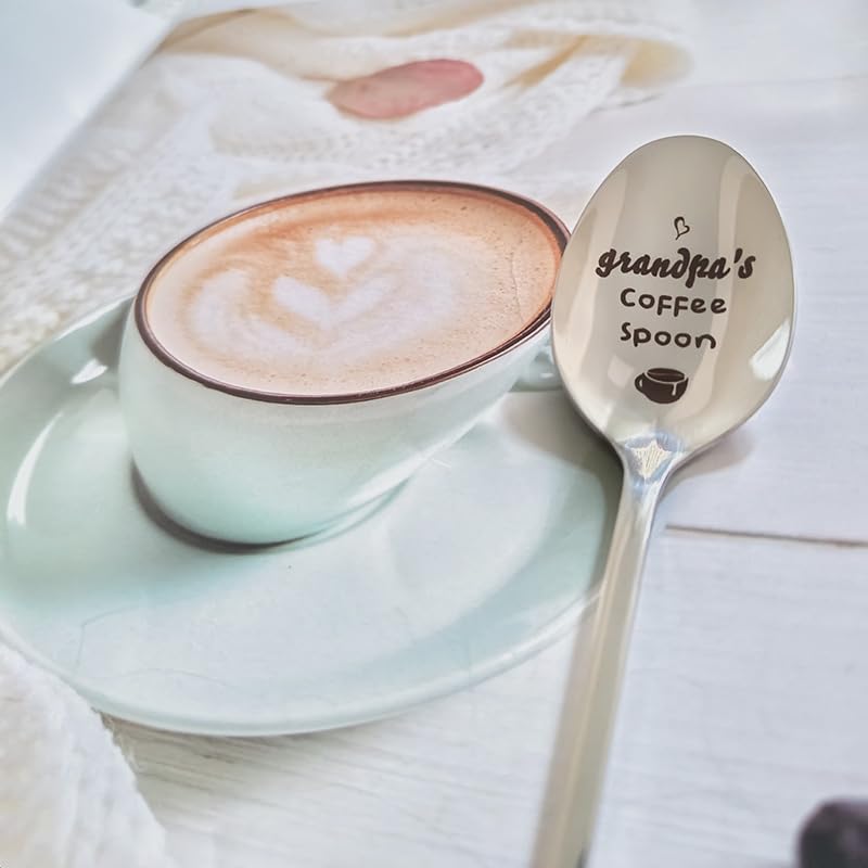 Grandpa Coffee Spoon - Engraved Stainless Steel Gift from Grandkids - Grandpa's Tea & Coffee Utensil - Variation of THIS listing