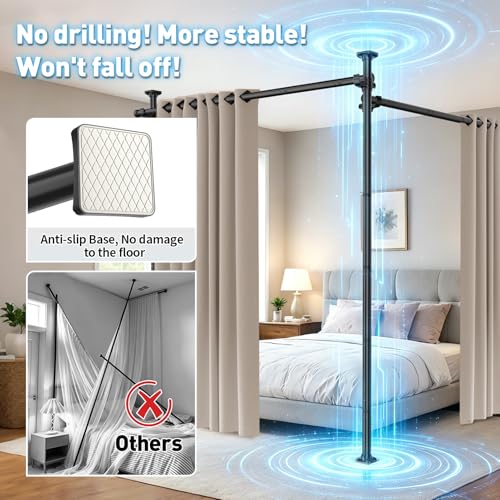 Adjustable Floor-to-Ceiling Room Divider Tension Rod, No-Drill Partition