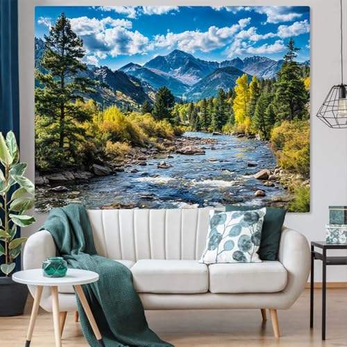 Nature Forest Mountain Tapestry - Green Pine Tree Wall Hanging Decor