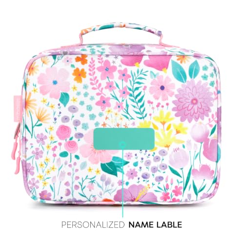 Mibasies Insulated Kids Lunch Box for Girls Pink Flower School