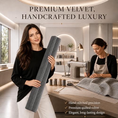 Velvet Under Door Draft Stopper - Adjustable 30-36 Inch Gap Filler