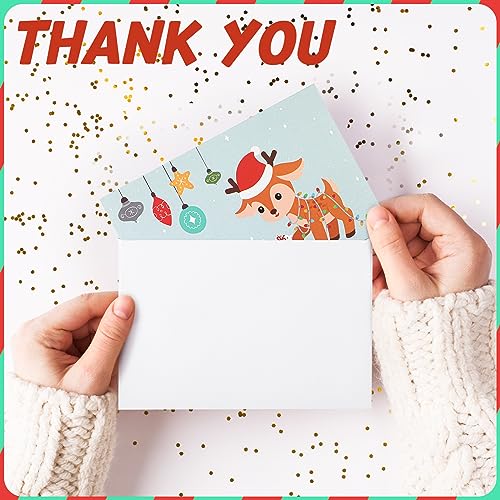 Novelty Christmas Thank You Cards Set with Envelopes & Stickers - 24pcs