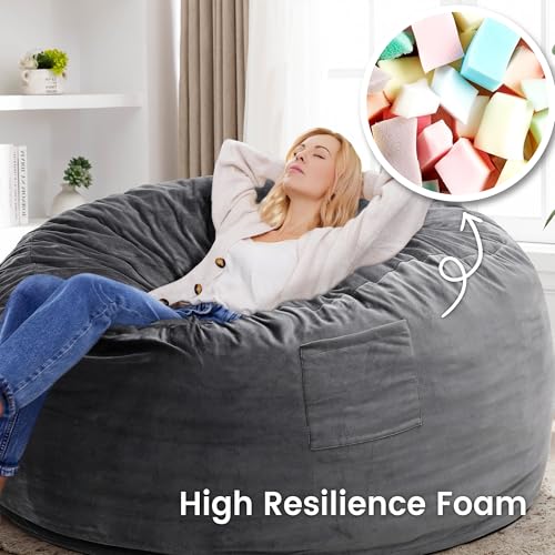 4FT Memory Foam Bean Bag Chair - Large Washable Dutch Velvet Lounger