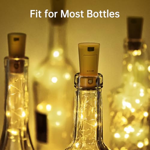 10-Pack Warm White LED Wine Bottle Cork Lights - 7ft Fairy String Lights
